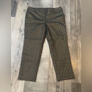 Ann Taylor Loft Black and Gold Marisa Style Lined Slacks Sz 12 Petites GUC